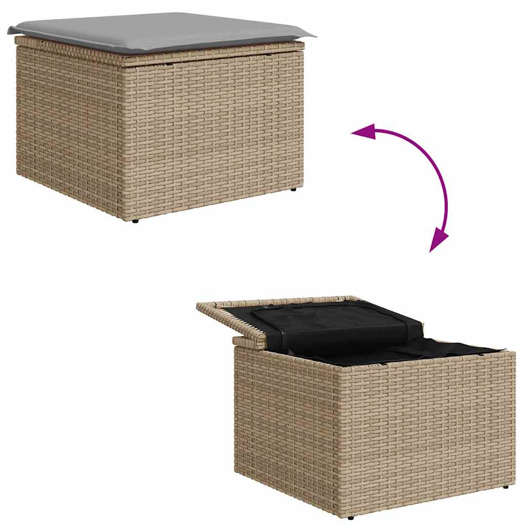 Garten-Sofa-Set mit Kissen 6 pcs Beige und Hellgrau Poly Rattan
